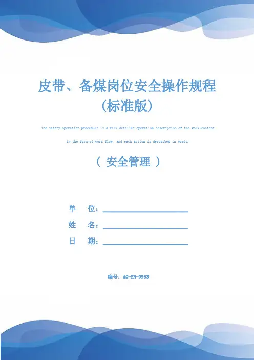 皮带、备煤岗位安全操作规程(标准版)