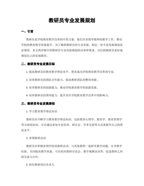教研员专业发展规划