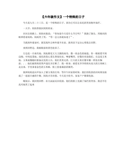 【六年级作文】一个特殊的日子