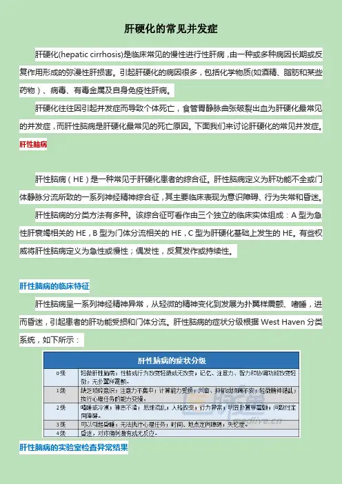 肝硬化的常见并发症附英文出处