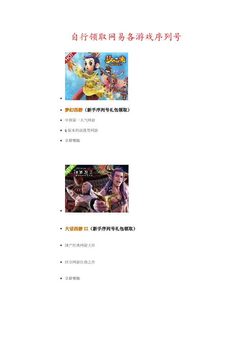 网易游戏新手序列号礼包