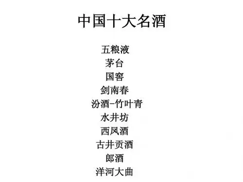 中国十大名酒