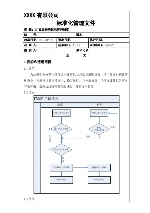 IT设备采购标准管理制度