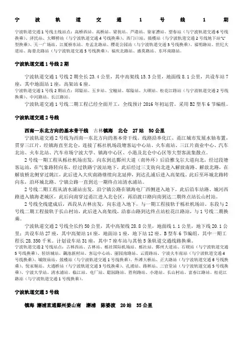 宁波轨道交通规划