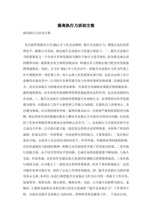 提高执行力活动方案