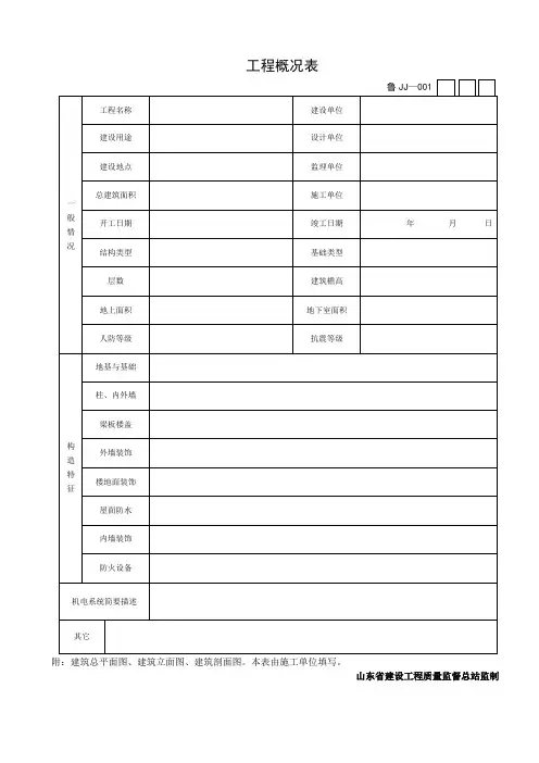 山东省建筑工程施工技术资料管理规程表格