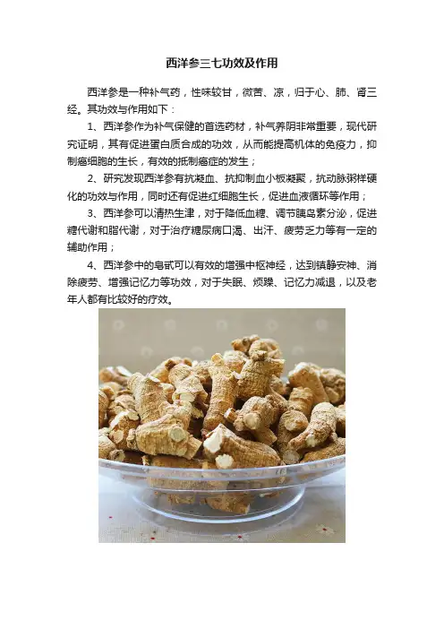 西洋参三七功效及作用