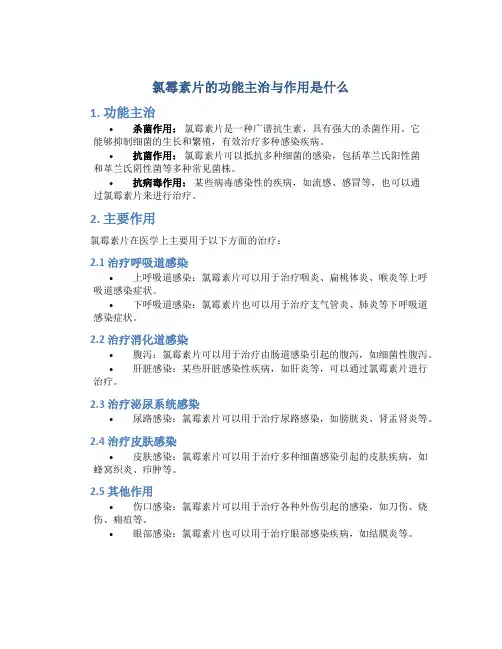 氯霉素片的功能主治与作用是什么