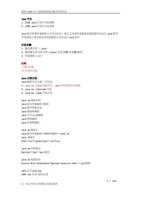 韩顺平java从入门到精通视频教程(全讲)学习笔记整理(齐全)