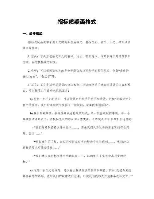 招标质疑函格式