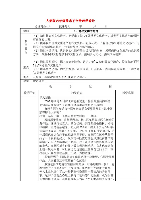 人美版六年级美术下全册教案精品美术教案