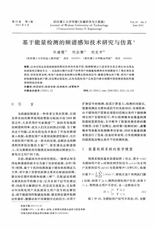 基于能量检测的频谱感知技术研究与仿真