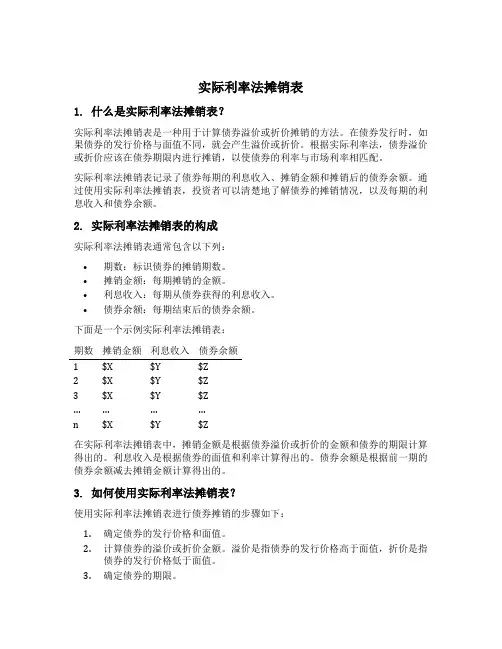 实际利率法摊销表