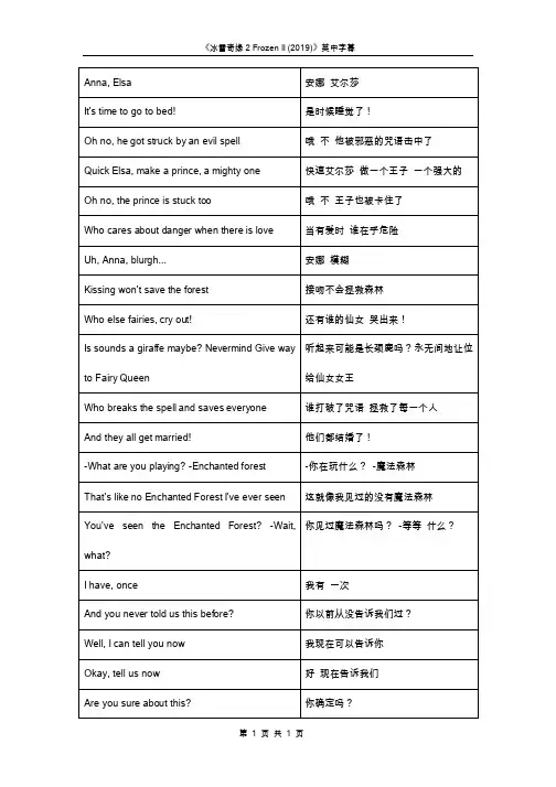 《冰雪奇缘2FrozenII（2019）》英中字幕