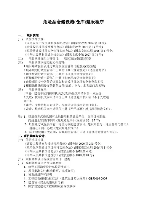 危险品仓储设施(仓库)建设程序