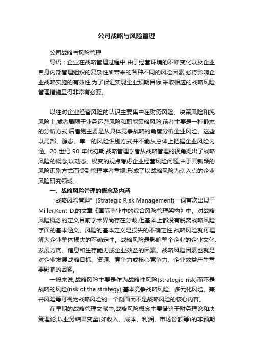 公司战略与风险管理
