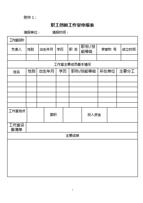 职工创新工作室申报表