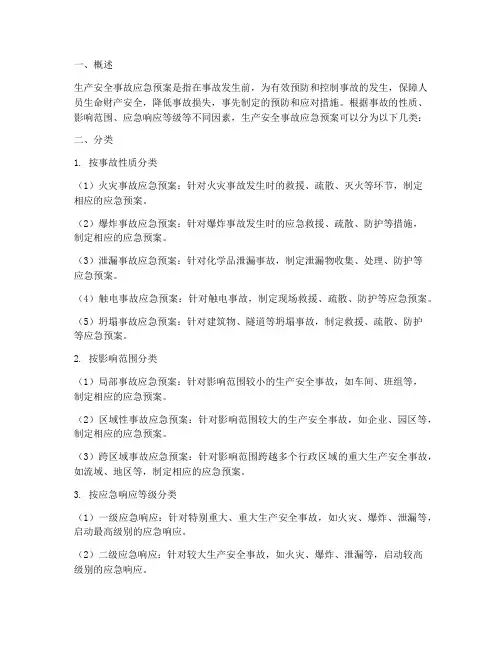 生产安全事故应急预案分类