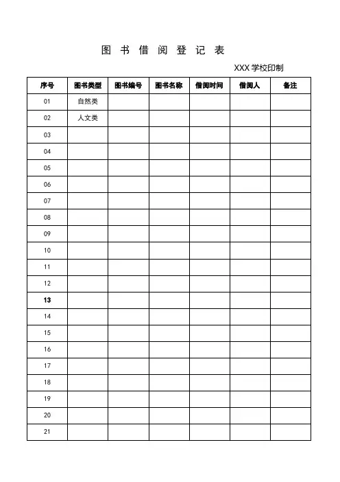 图书借阅登记记录表(标准版)
