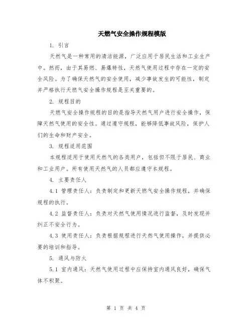 天燃气安全操作规程模版