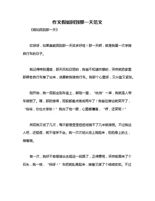 作文假如回到那一天范文