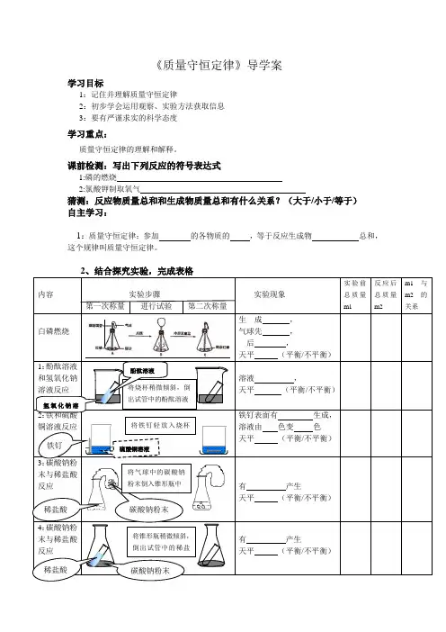 质量守恒定律导学案