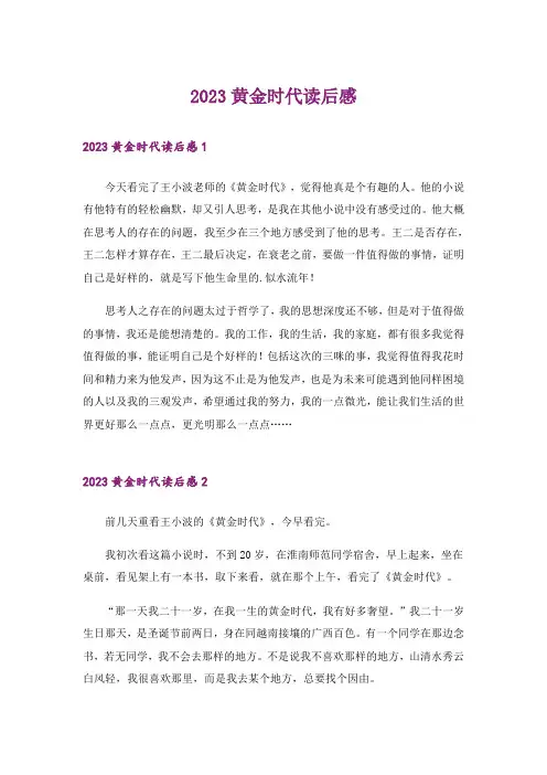 2023黄金时代读后感
