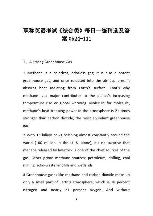 职称英语考试《综合类》每日一练精选及答案0524-111