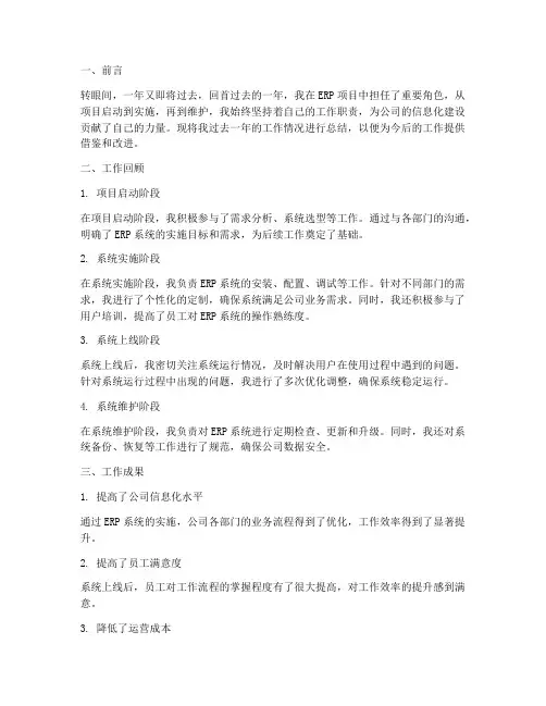 erp年终个人工作总结