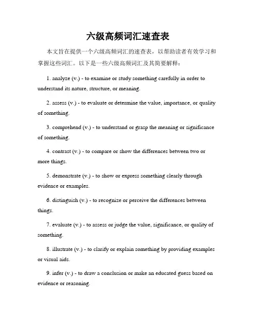 六级高频词汇速查表