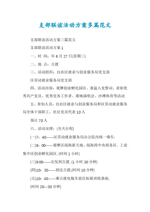 支部联谊活动方案多篇范文