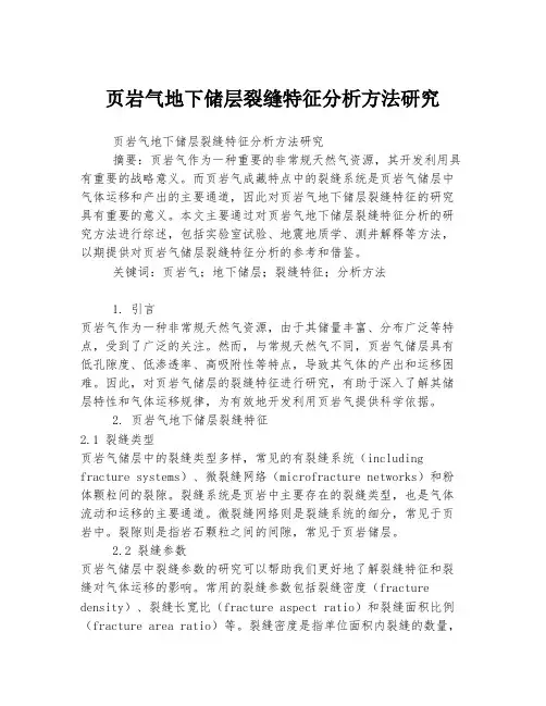 页岩气地下储层裂缝特征分析方法研究