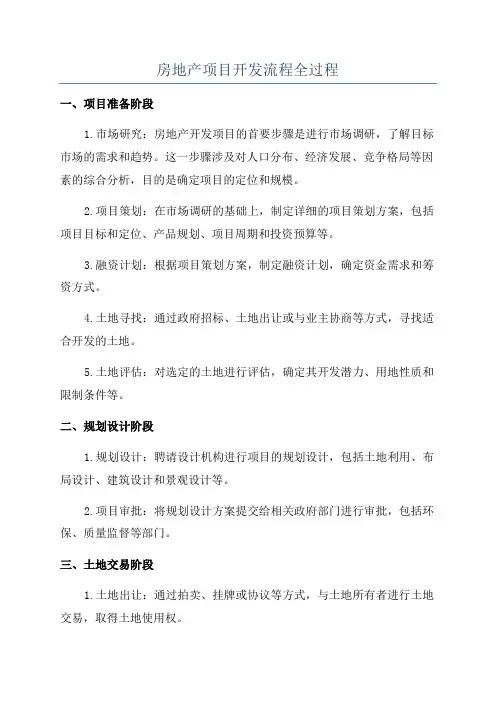 房地产项目开发流程全过程