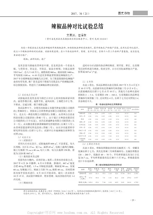 辣椒品种对比试验总结