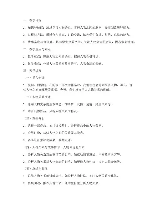 人物关系讲解教案模板范文