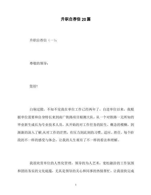 最新升职自荐信20篇
