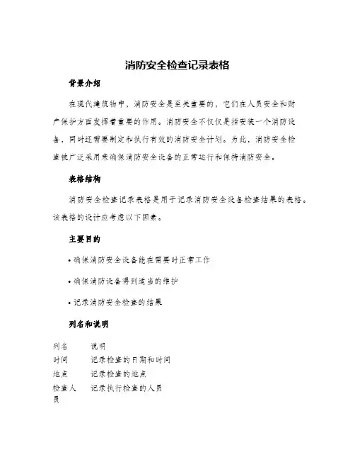 消防安全检查记录表格