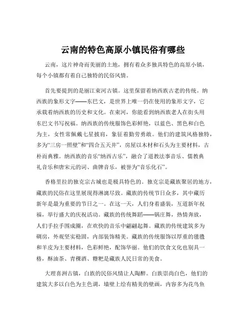 云南的特色高原小镇民俗有哪些