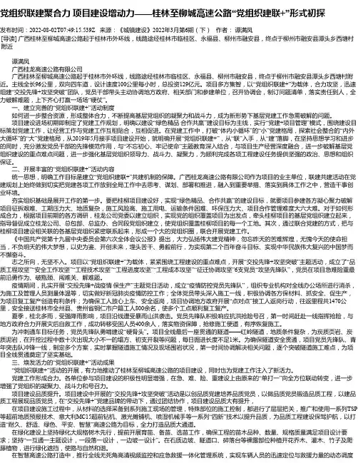 党组织联建聚合力项目建设增动力——桂林至柳城高速公路“党组织建联+”形式初探