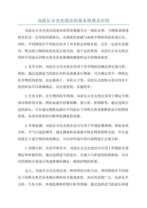 双波长分光光度法的基本原理及应用
