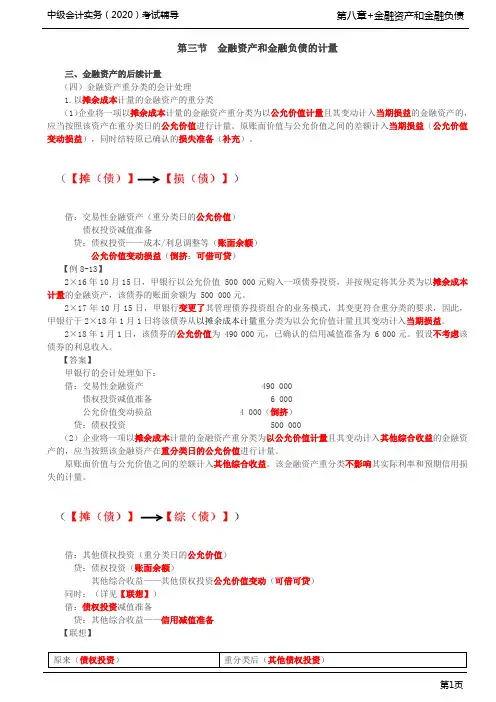 第38讲_金融资产重分类的会计处理
