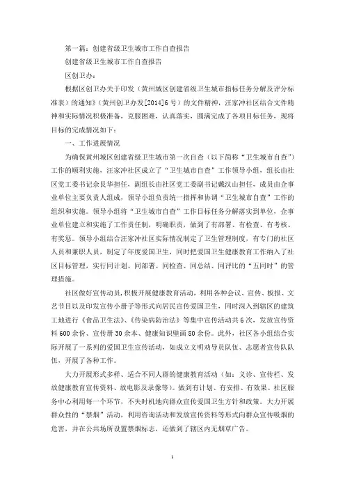 创建省级卫生城市工作自查报告(精选多篇最新)