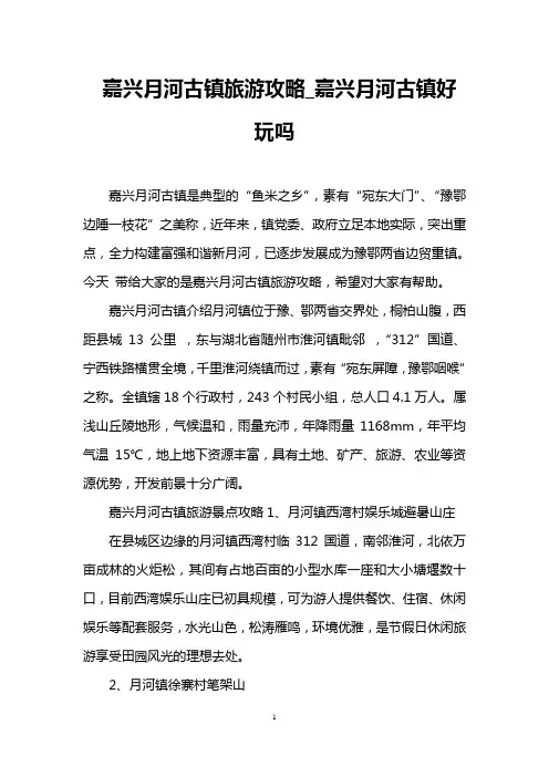 嘉兴月河古镇旅游攻略_嘉兴月河古镇好玩吗