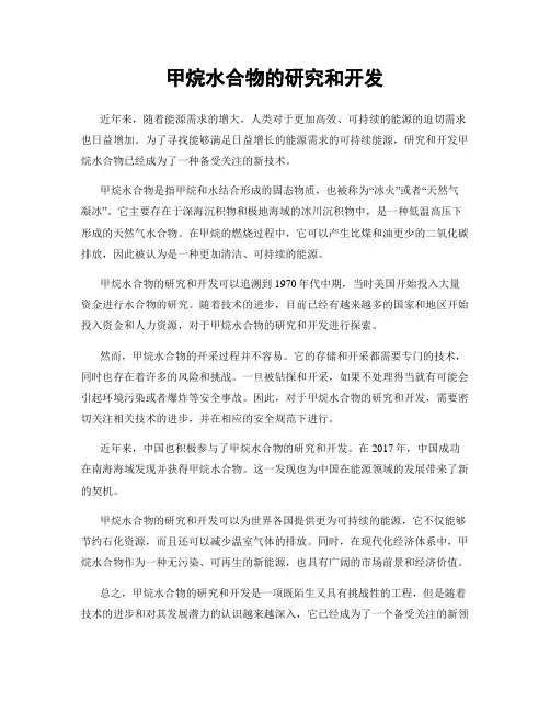 甲烷水合物的研究和开发