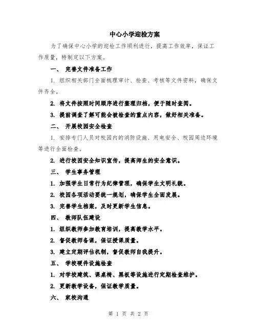 中心小学迎检方案