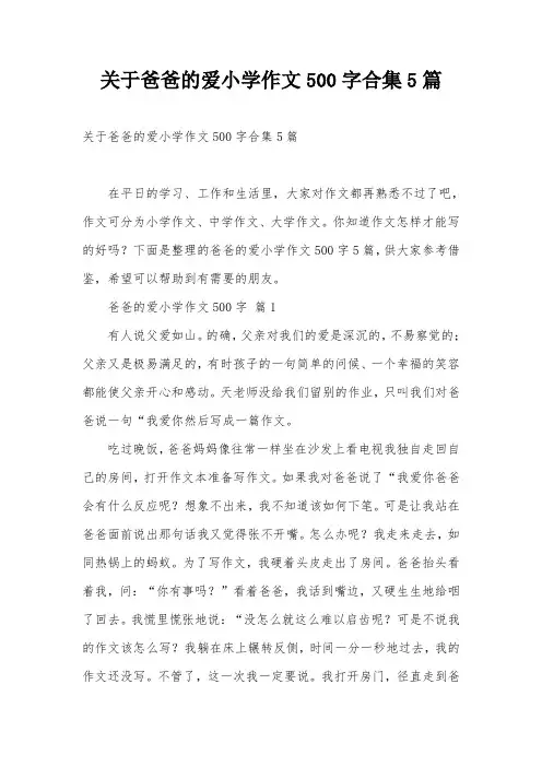关于爸爸的爱小学作文500字合集5篇