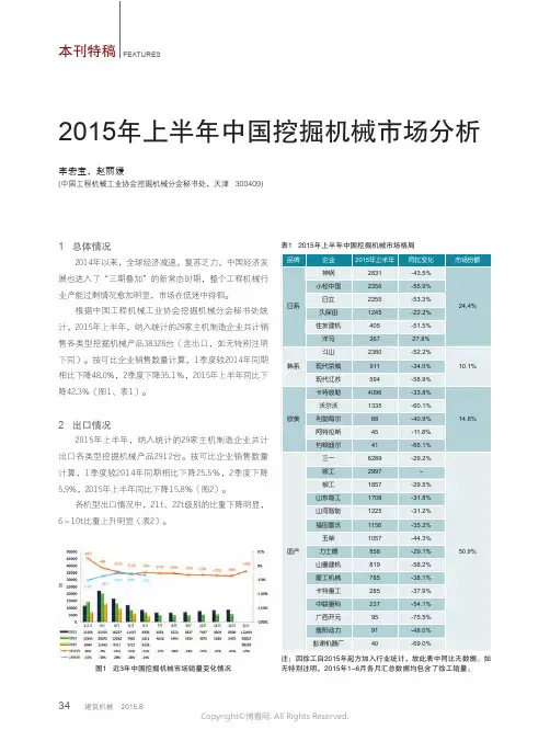 2015年上半年中国挖掘机械市场分析