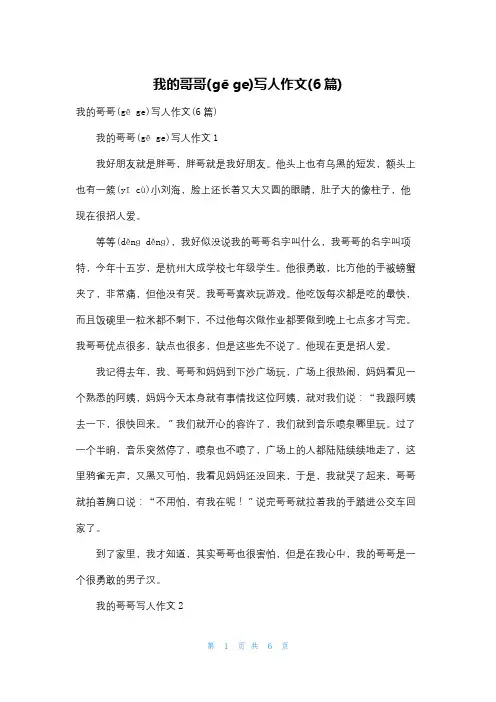 我的哥哥写人作文(6篇)