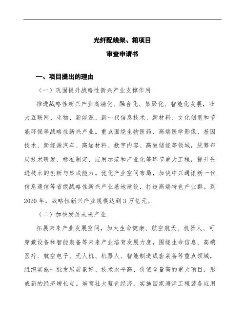 某某公司光纤配线架、箱项目审查申请书参考模板