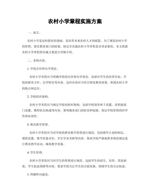 农村小学章程实施方案